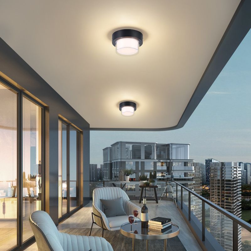 Moderne Minimalistische Waterdichte Vierkante Ronde Cilinder Gietaluminium Acryl LED Inbouw Plafondlamp Voor Buitenpatio
