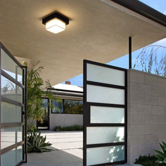Moderne Minimalistische Waterdichte Vierkante Ronde Cilinder Gietaluminium Acryl LED Inbouw Plafondlamp Voor Buitenpatio