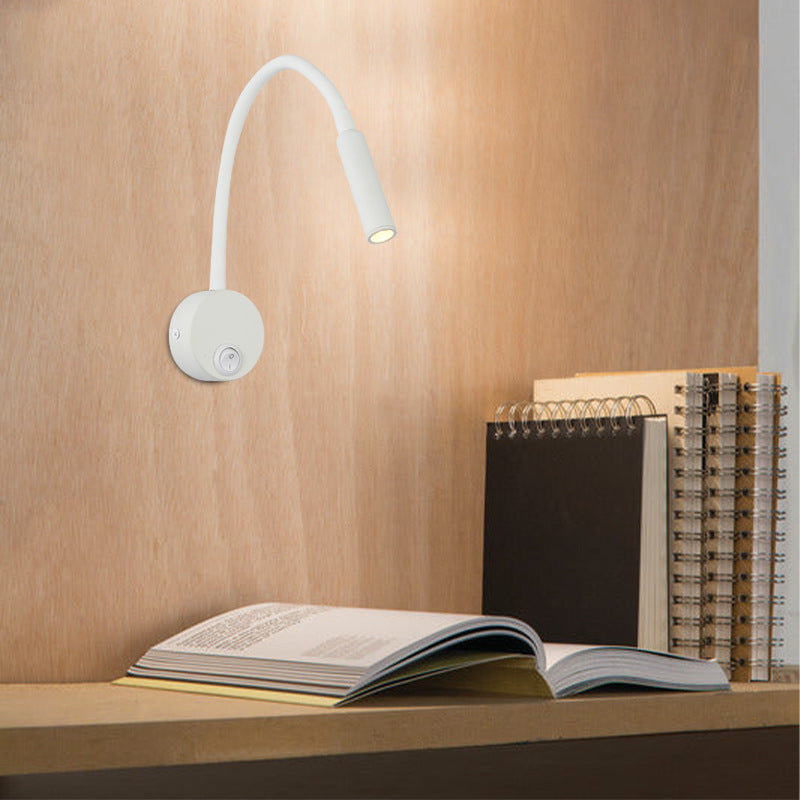 Moderne Minimalistische IJzeren Ronde Flexibele Buiging Buis LED Leeslamp Wandlamp voor Slaapkamer
