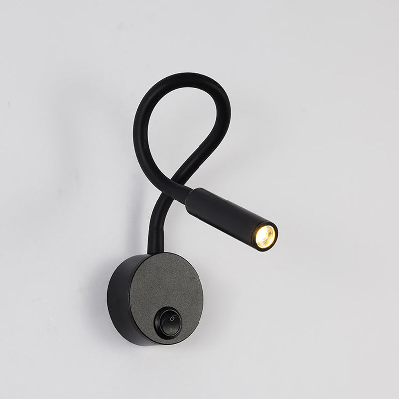 Moderne Minimalistische IJzeren Ronde Flexibele Buiging Buis LED Leeslamp Wandlamp voor Slaapkamer