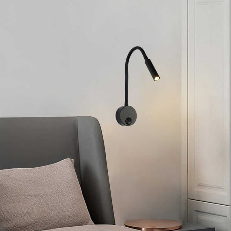 Moderne Minimalistische IJzeren Ronde Flexibele Buiging Buis LED Leeslamp Wandlamp voor Slaapkamer