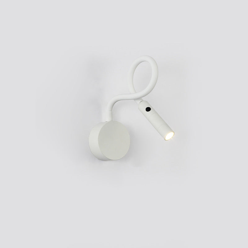 Moderne Minimalistische IJzeren Ronde Flexibele Buiging Buis LED Leeslamp Wandlamp voor Slaapkamer