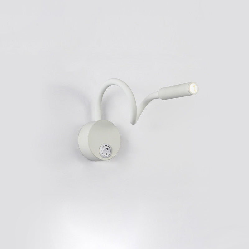 Moderne Minimalistische IJzeren Ronde Flexibele Buiging Buis LED Leeslamp Wandlamp voor Slaapkamer