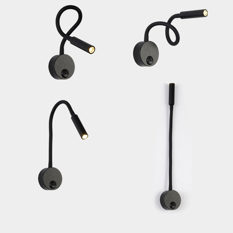 Moderne Minimalistische IJzeren Ronde Flexibele Buiging Buis LED Leeslamp Wandlamp voor Slaapkamer