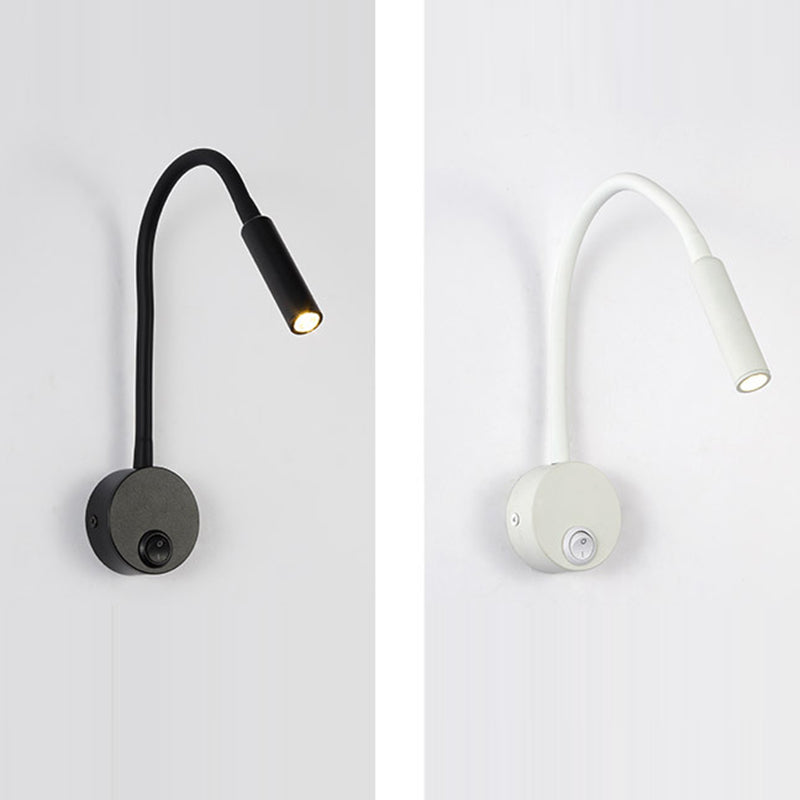 Moderne Minimalistische IJzeren Ronde Flexibele Buiging Buis LED Leeslamp Wandlamp voor Slaapkamer