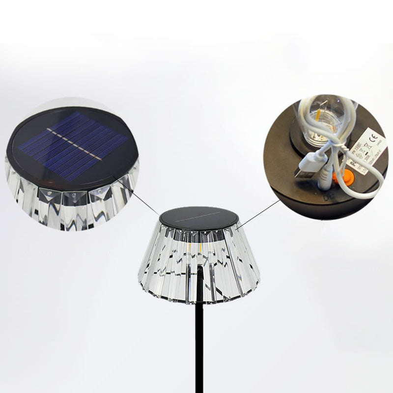 hedendaagse industriële waterdichte zonne-USB ijzer glazen buiten LED vloerlamp voor tuin