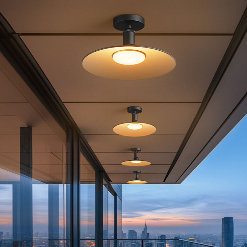 Contemporary industrial waterdichte aluminium ronde 1-lamp semi-ingebouwde plafondlamp voor buitenpatio