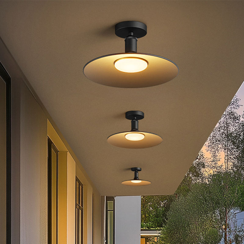 Contemporary industrial waterdichte aluminium ronde 1-lamp semi-ingebouwde plafondlamp voor buitenpatio