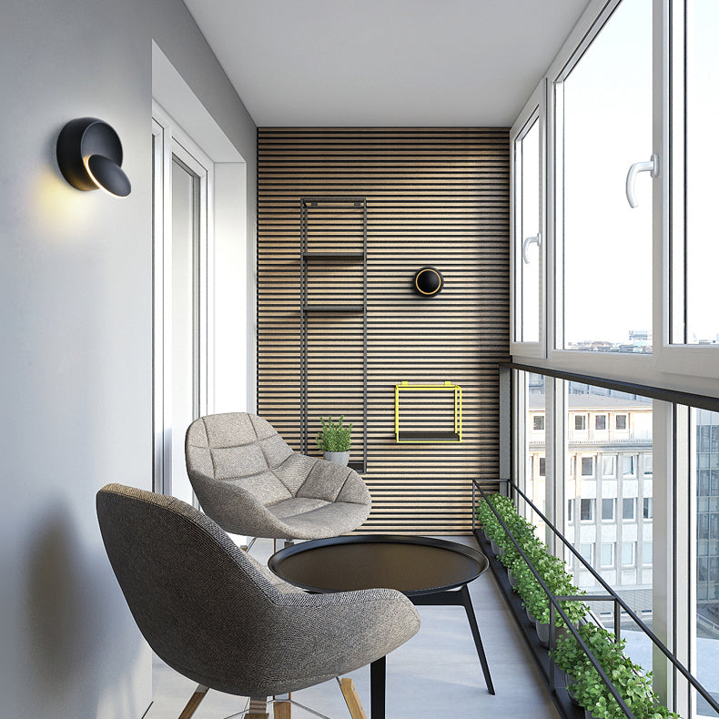 Contemporary Nordic Iron Round Eclipse Rotatable LED Wandlamp voor Nachtkastje
