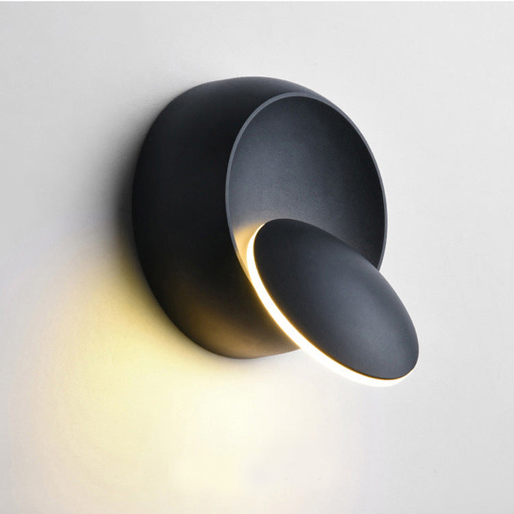 Contemporary Nordic Iron Round Eclipse Rotatable LED Wandlamp voor Nachtkastje