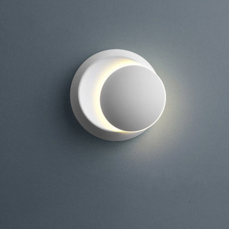 Contemporary Nordic Iron Round Eclipse Rotatable LED Wandlamp voor Nachtkastje