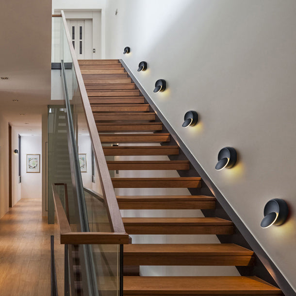 Contemporary Nordic Iron Round Eclipse Rotatable LED Wandlamp voor Nachtkastje