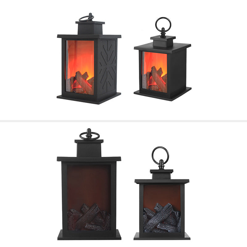 Hedendaagse Retro ABS Gesimuleerde Vlam Haard Rond Batterij Rechthoekige LED Tafel Lamp Voor Woonkamer