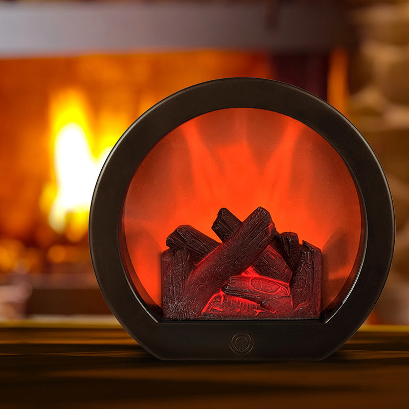 Hedendaagse Retro ABS Gesimuleerde Vlam Haard Rond Batterij Rechthoekige LED Tafel Lamp Voor Woonkamer