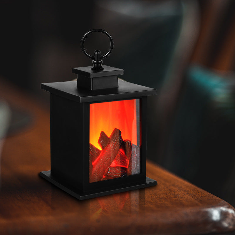 Hedendaagse Retro ABS Gesimuleerde Vlam Haard Rond Batterij Rechthoekige LED Tafel Lamp Voor Woonkamer