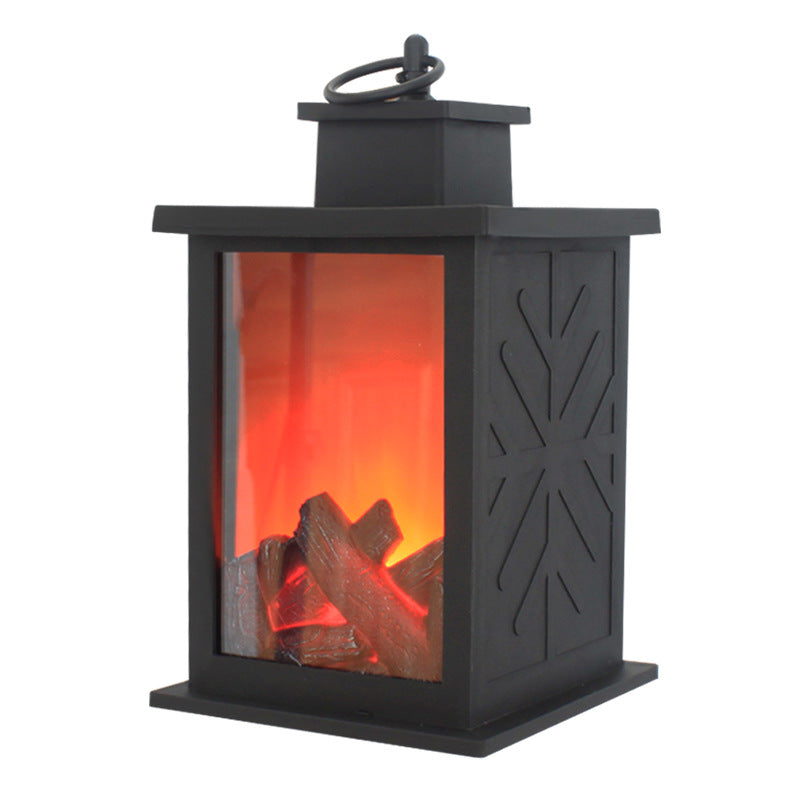 Hedendaagse Retro ABS Gesimuleerde Vlam Haard Rond Batterij Rechthoekige LED Tafel Lamp Voor Woonkamer