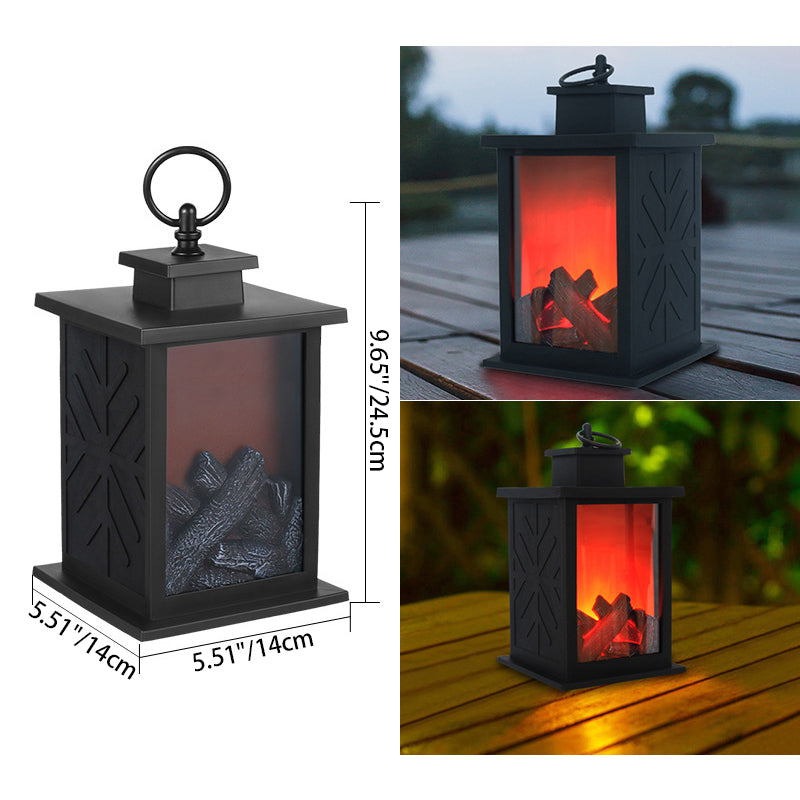 Hedendaagse Retro ABS Gesimuleerde Vlam Haard Rond Batterij Rechthoekige LED Tafel Lamp Voor Woonkamer