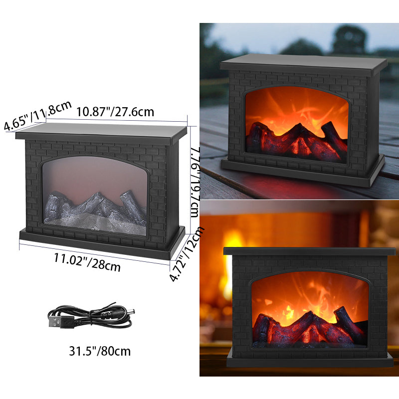 Hedendaagse Retro ABS Gesimuleerde Vlam Haard Rond Batterij Rechthoekige LED Tafel Lamp Voor Woonkamer