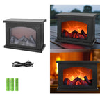 Hedendaagse Retro ABS Gesimuleerde Vlam Haard Rond Batterij Rechthoekige LED Tafel Lamp Voor Woonkamer