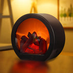 Hedendaagse Retro ABS Gesimuleerde Vlam Haard Rond Batterij Rechthoekige LED Tafel Lamp Voor Woonkamer
