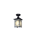 Traditionele Chinese waterdichte ijzer-aluminium-glas-cilinder-pergola 1-licht semi-flush-mount plafondlamp buitenlamp voor patio buiten