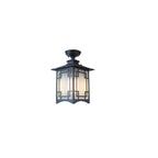 Traditionele Chinese waterdichte ijzer-aluminium-glas-cilinder-pergola 1-licht semi-flush-mount plafondlamp buitenlamp voor patio buiten