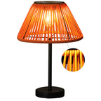 Traditionele boerderij waterdichte op zonne-energie oplaadbare Weaving Gum Rattan ijzeren conische LED buiten tafel lamp voor tuin