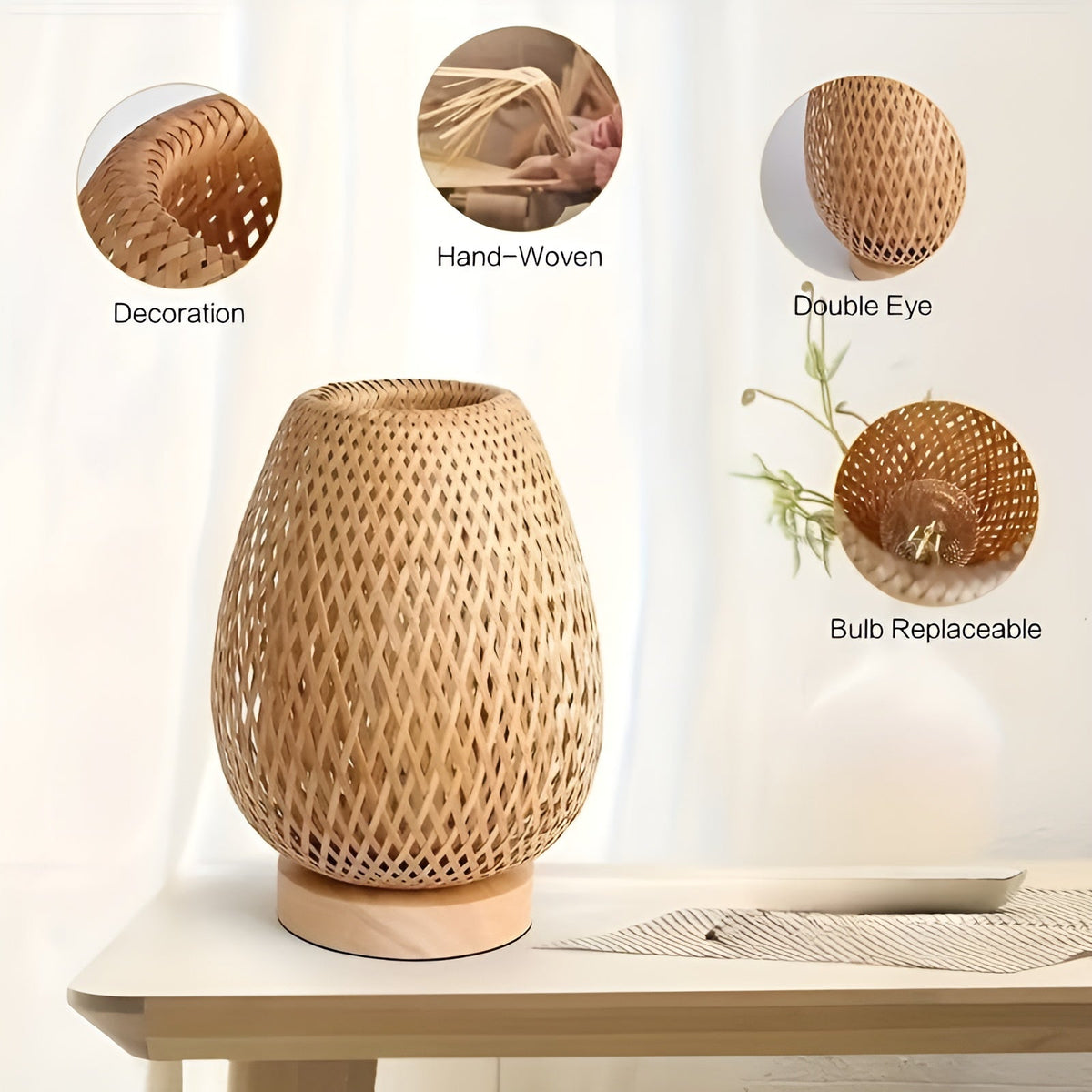 Bamboo tafellamp met USB-voeding Duurzaam en energiezuinig ontwerp