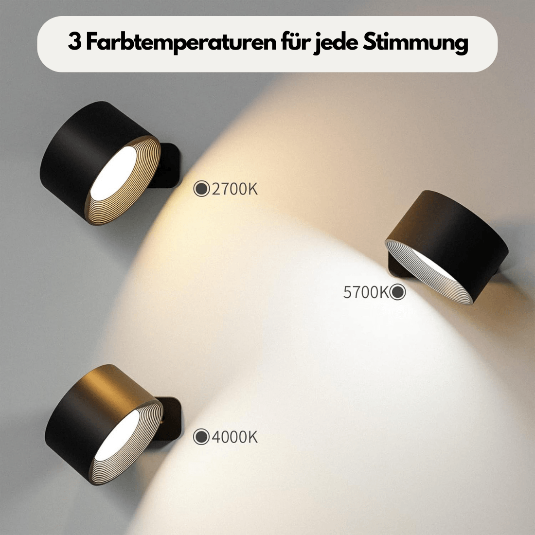 360° draadloze oplaadbare wandlamp | Veelzijdige LED-verlichtingsoplossing