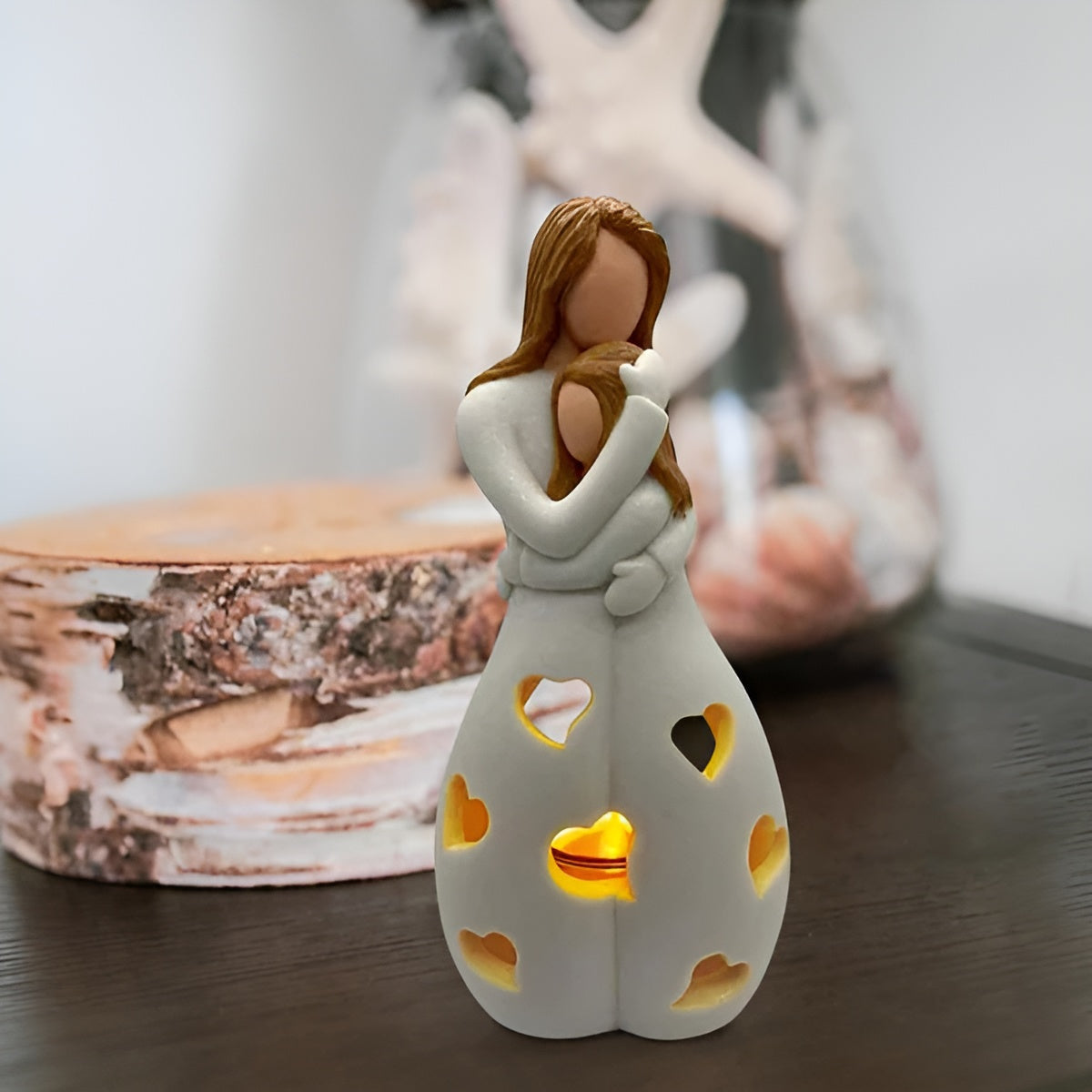 Moeder-Dochter Figuur Flikkerende Kaarsenhouder - LoveGlow