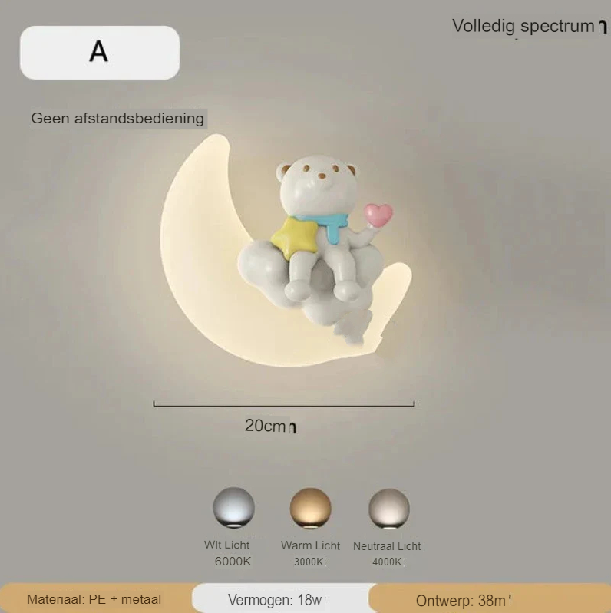 Wandlamp Maan | Zacht Licht | Hoge Kwaliteit - Noram