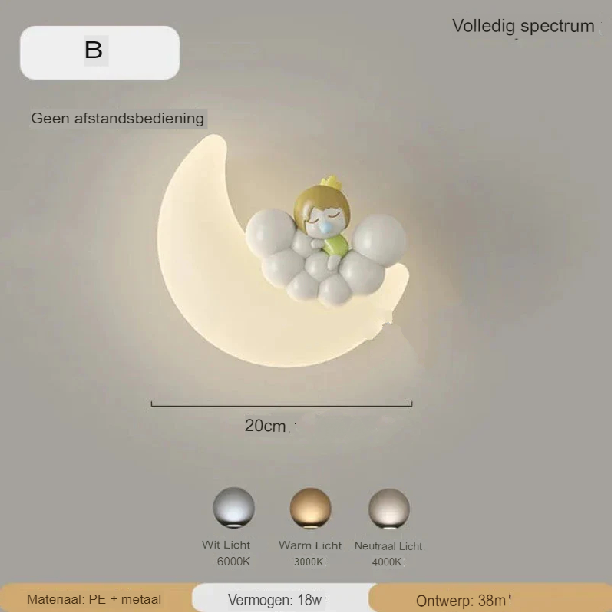 Wandlamp Maan | Zacht Licht | Hoge Kwaliteit - Noram