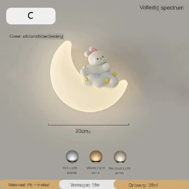 Wandlamp Maan | Zacht Licht | Hoge Kwaliteit - Noram