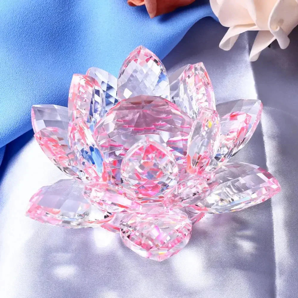 Kristal Lotusbloem Beeldje Huwelijksdecoratie Glas Kunstcollectie Papeterweight Kantoor Tafelornamenten Souvenir Cadeaus