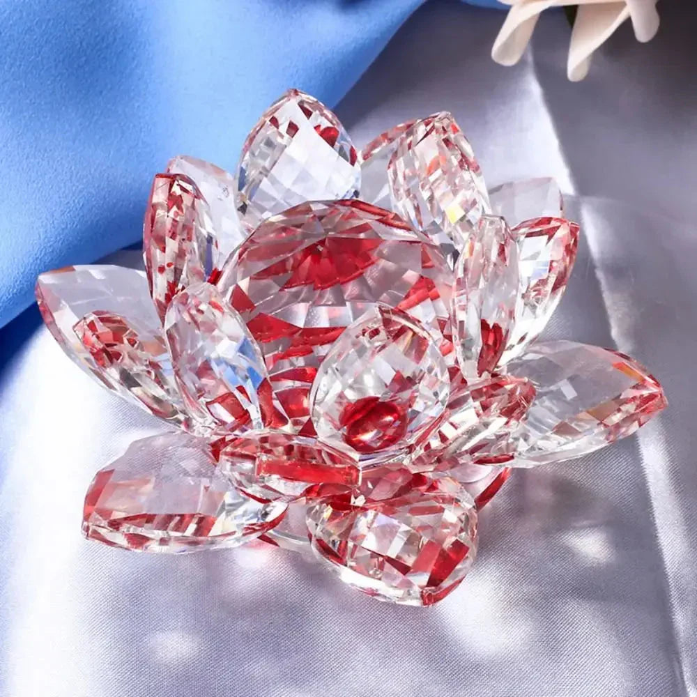 Kristal Lotusbloem Beeldje Huwelijksdecoratie Glas Kunstcollectie Papeterweight Kantoor Tafelornamenten Souvenir Cadeaus