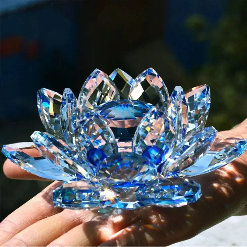 Kristal Lotusbloem Beeldje Huwelijksdecoratie Glas Kunstcollectie Papeterweight Kantoor Tafelornamenten Souvenir Cadeaus