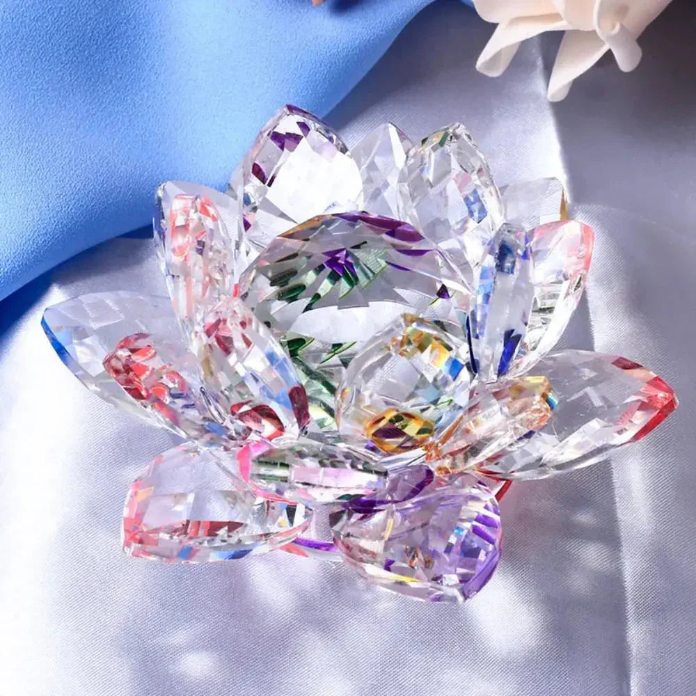 Kristal Lotusbloem Beeldje Huwelijksdecoratie Glas Kunstcollectie Papeterweight Kantoor Tafelornamenten Souvenir Cadeaus