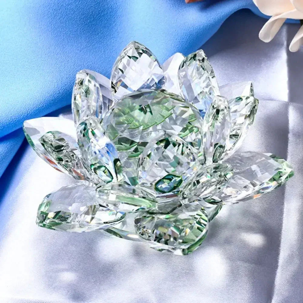 Kristal Lotusbloem Beeldje Huwelijksdecoratie Glas Kunstcollectie Papeterweight Kantoor Tafelornamenten Souvenir Cadeaus