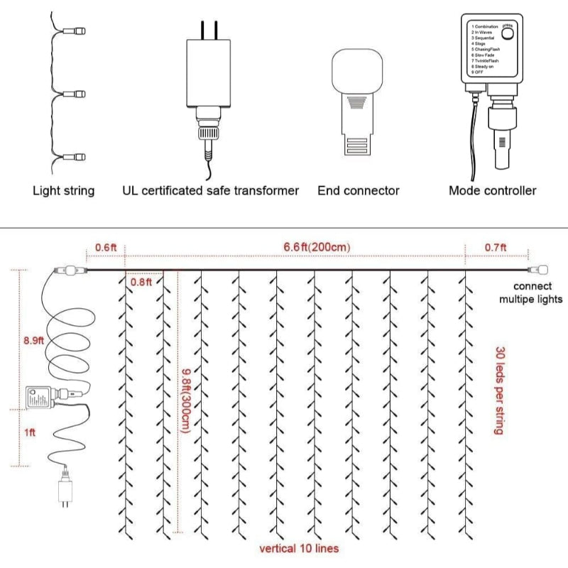 Lampen voor gordijnen met standen en waterdicht ontwerp