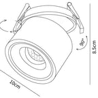Verstelbare Cilinder Ingebouwde LED Plafondlamp