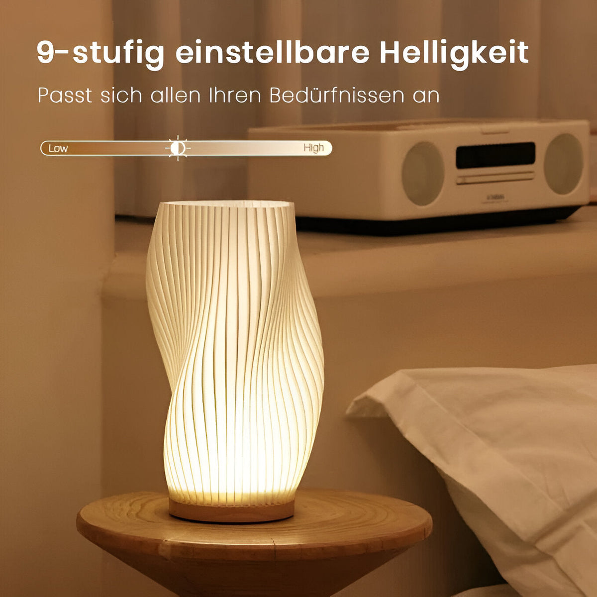 DreamWave - Moderne crèmekleurige 3D golf lamp met elegant metalen frame