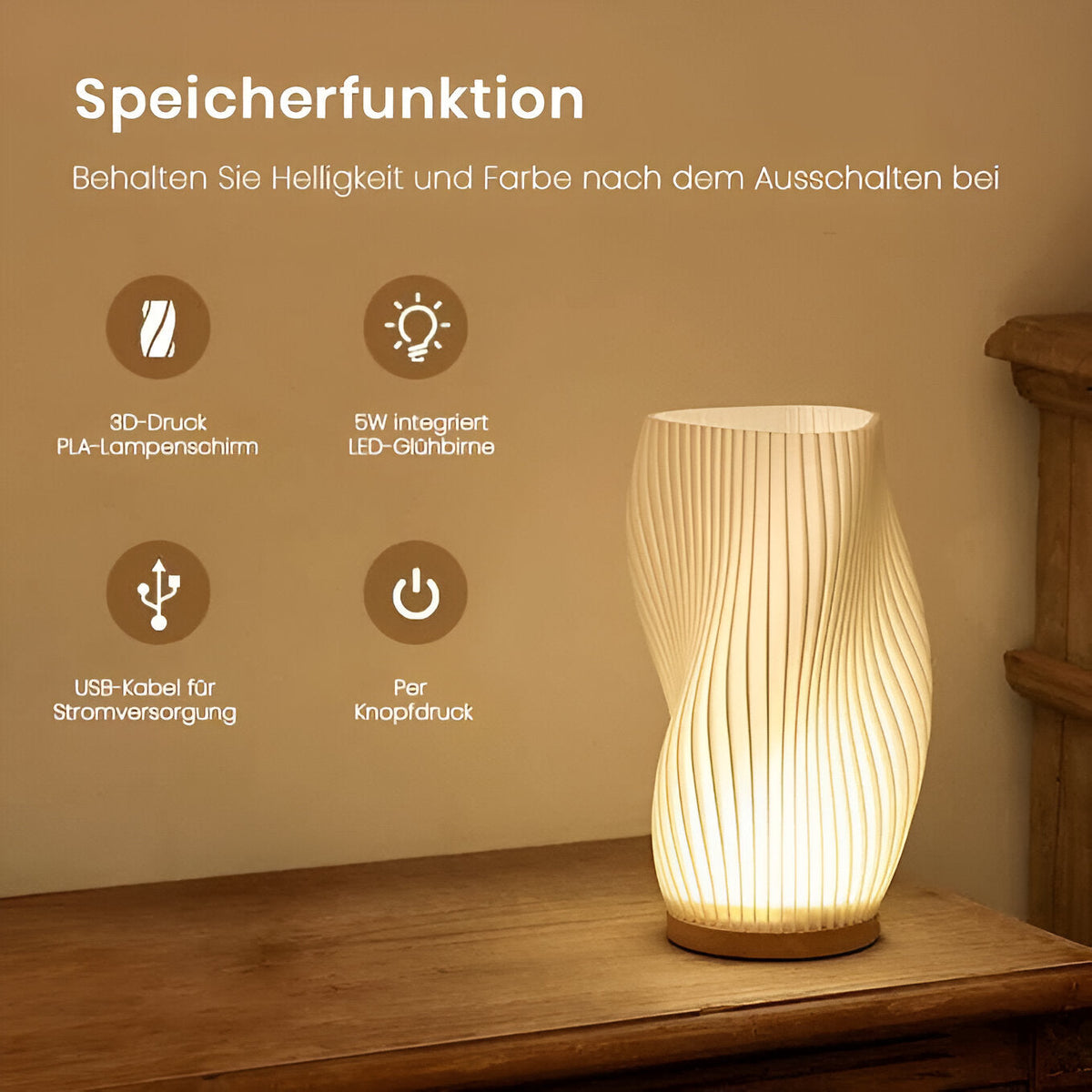 DreamWave - Moderne crèmekleurige 3D golf lamp met elegant metalen frame