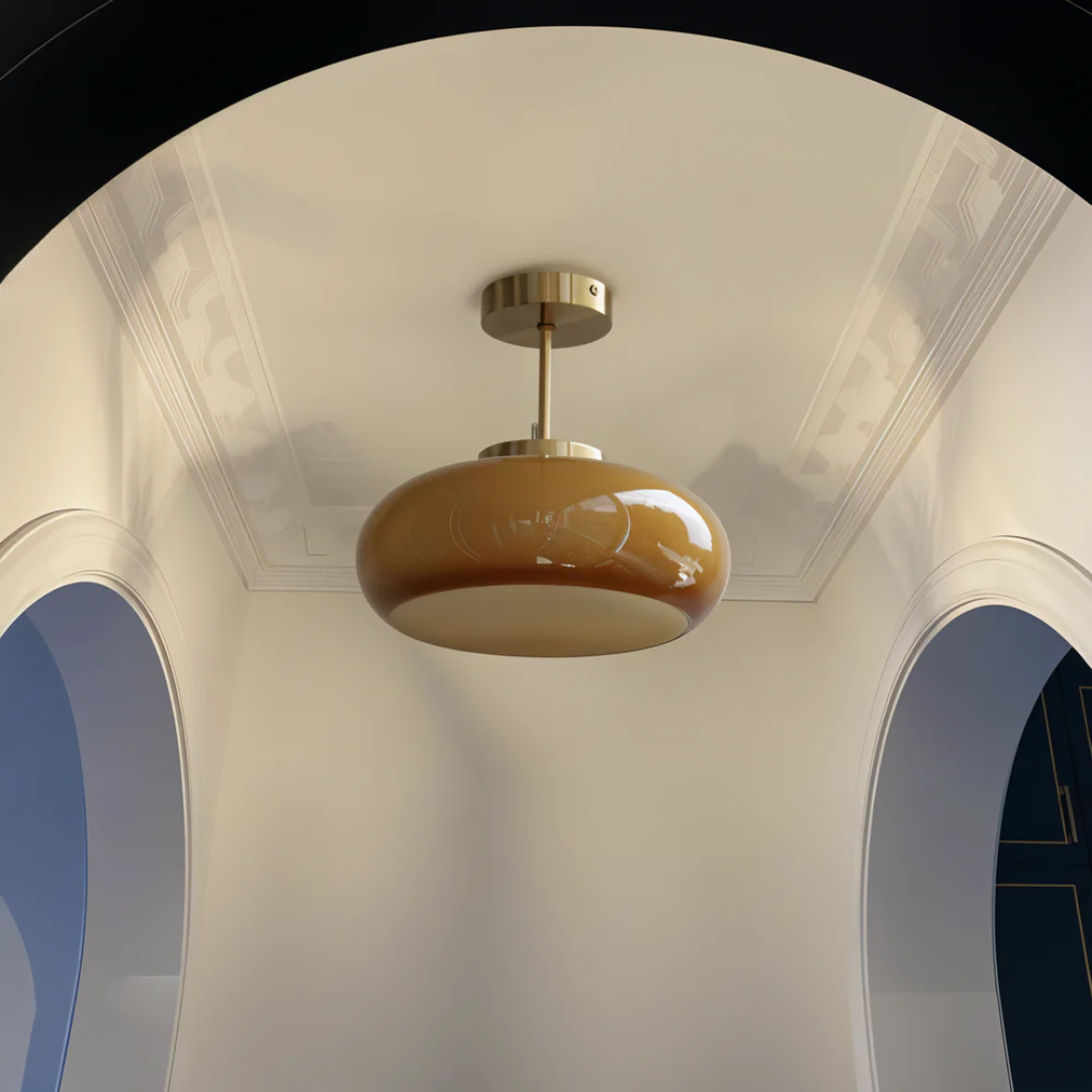 Vintage Gele Plafondlamp