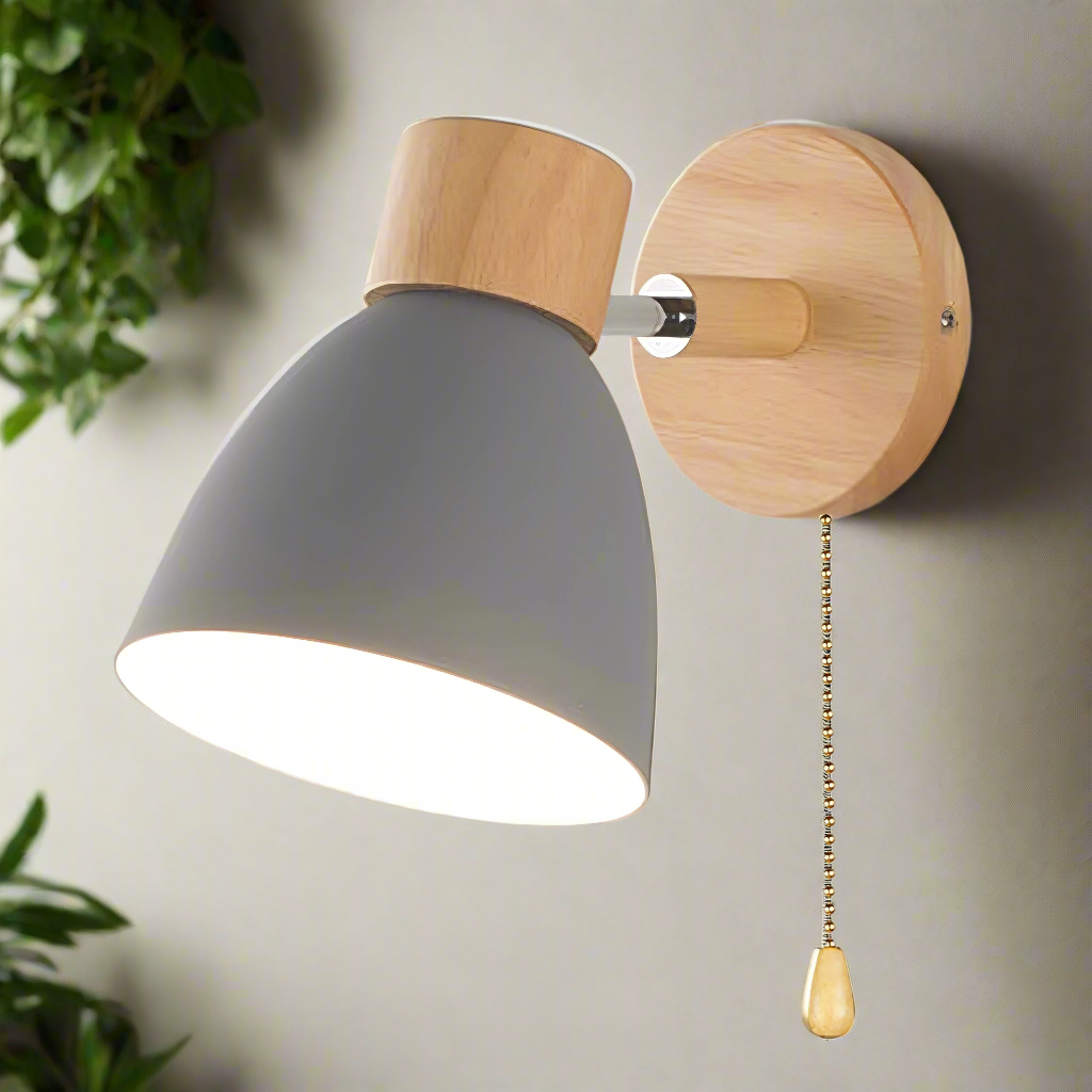 Noordelijk-moderne hangende schakelwandlamp van hout