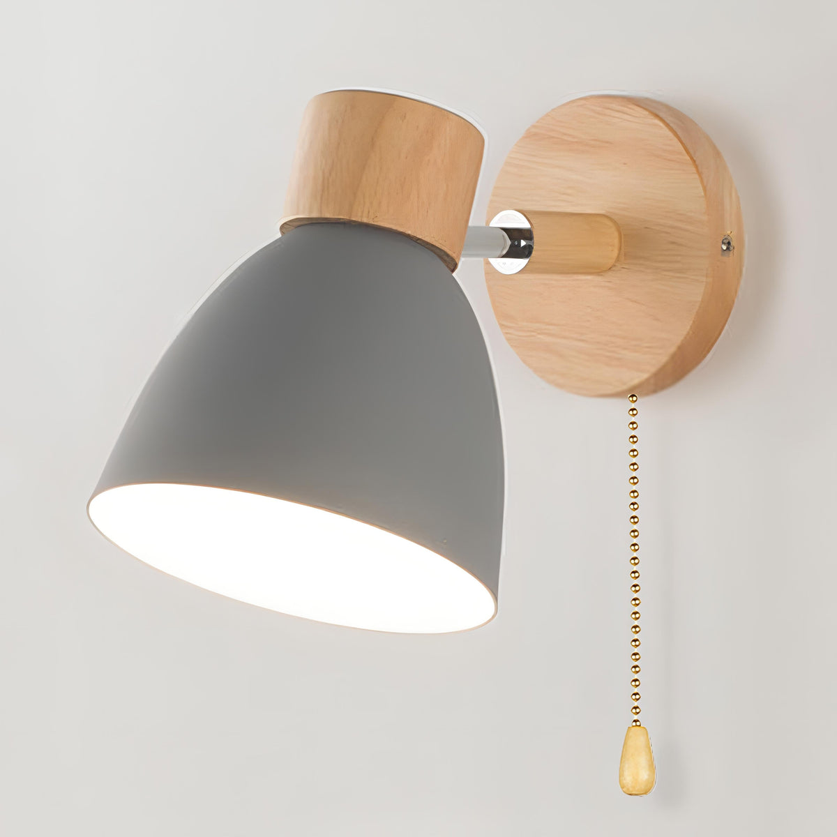 Noordelijk-moderne hangende schakelwandlamp van hout