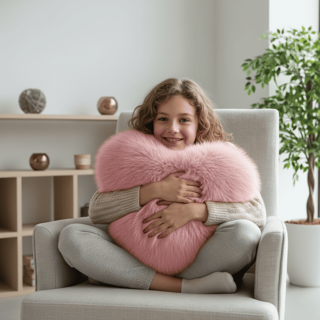Zacht decoratief kussen in hartvorm met pluche textuur