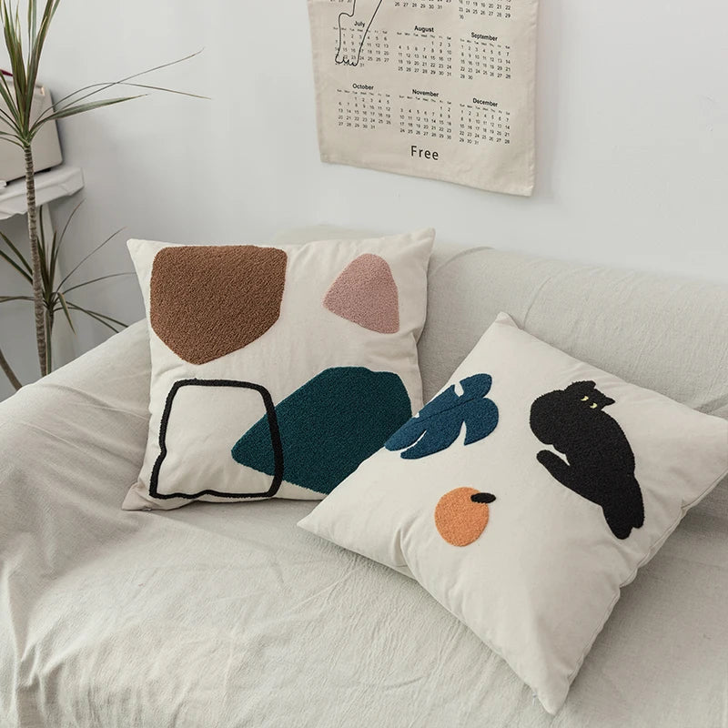 Zwarte Kat & Tuin Ge tuft Kussenhoes | Avosian