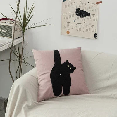 Zwarte Kat & Tuin Ge tuft Kussenhoes | Avosian