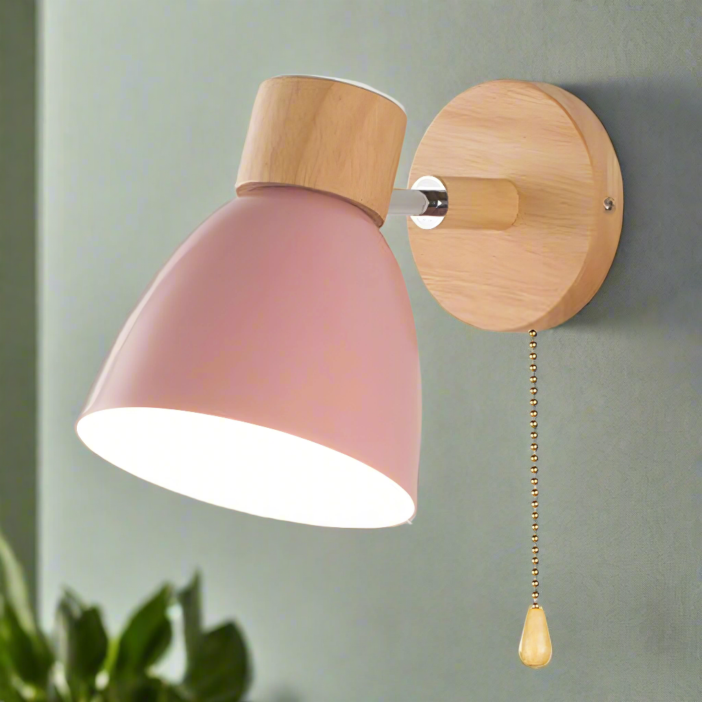 Noordelijk-moderne hangende schakelwandlamp van hout
