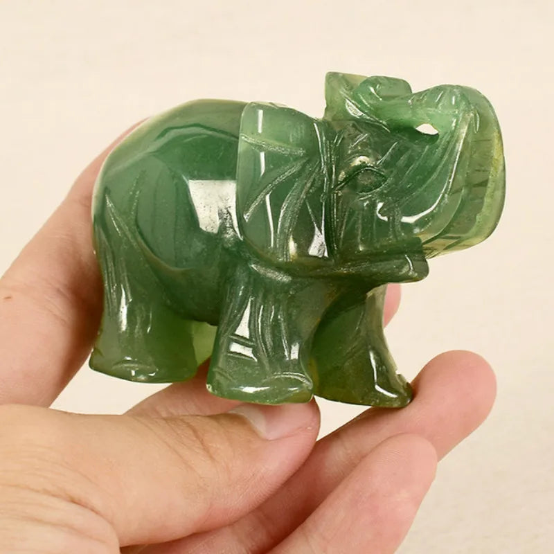 Groene Aventurijn Jade Steen Olifant Standbeeld